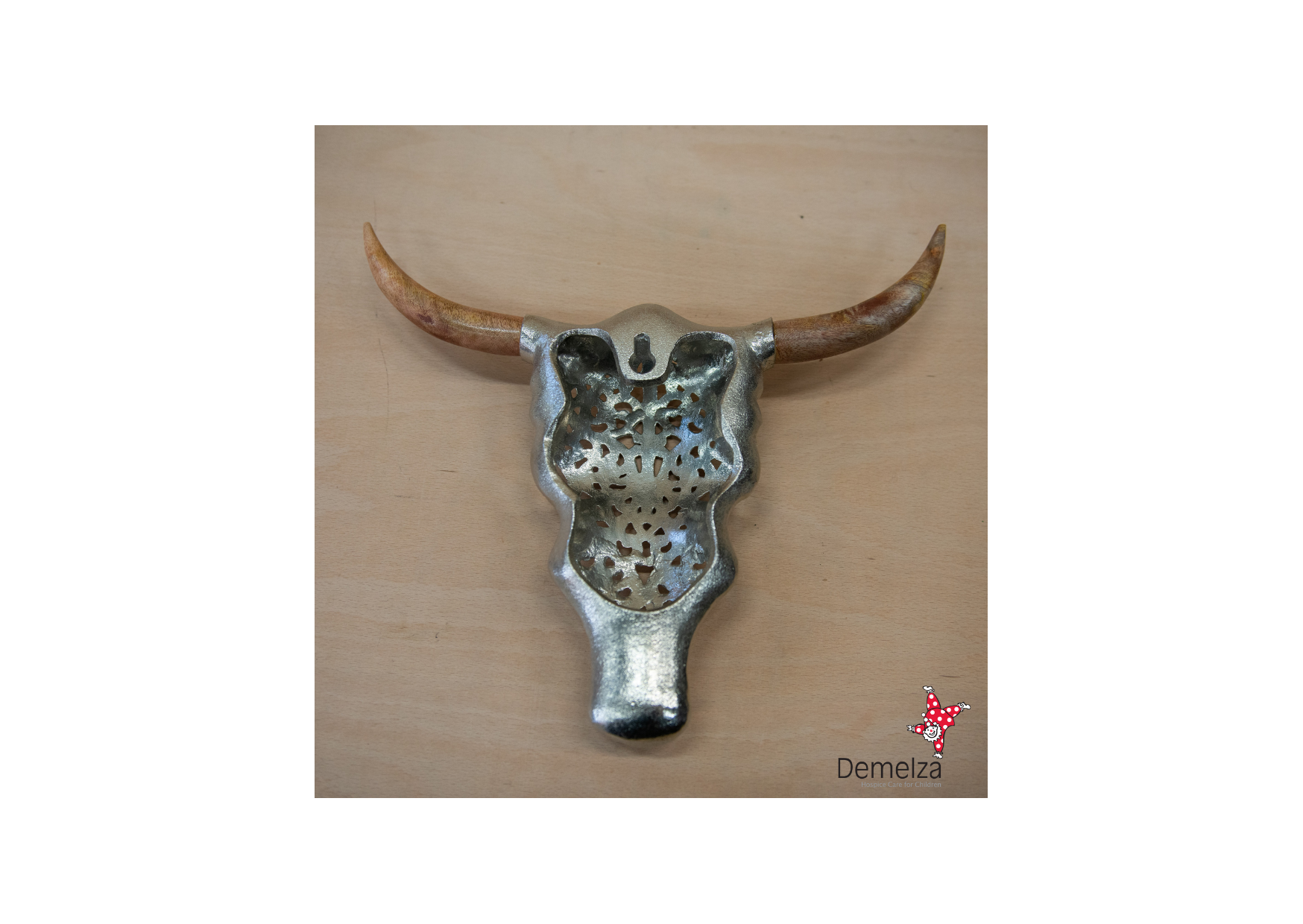 Buffalo Skull Small Wooden Horns Rear View