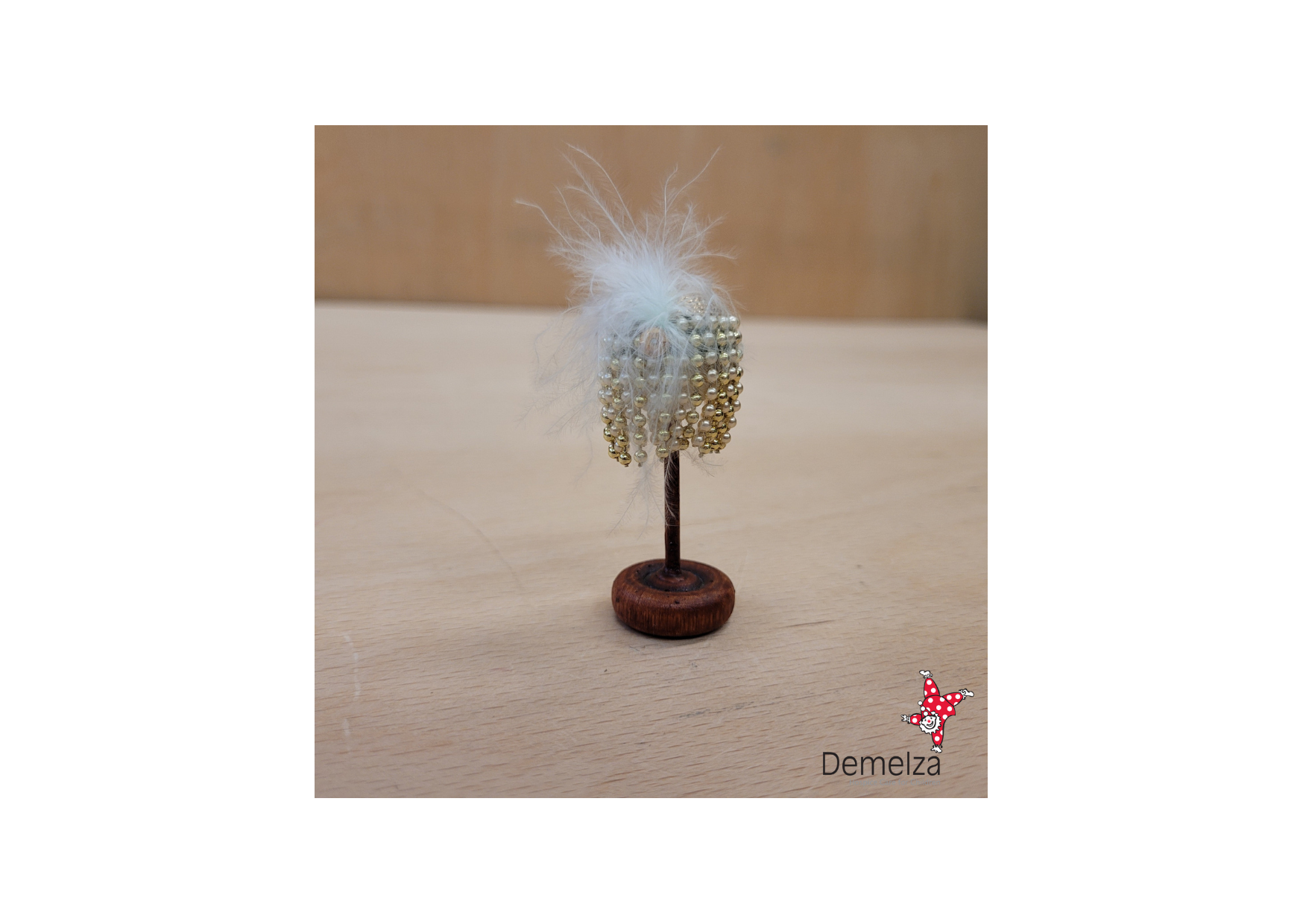Dolls House 1:12 Scale Beaded Headdress with Feathers Rear View