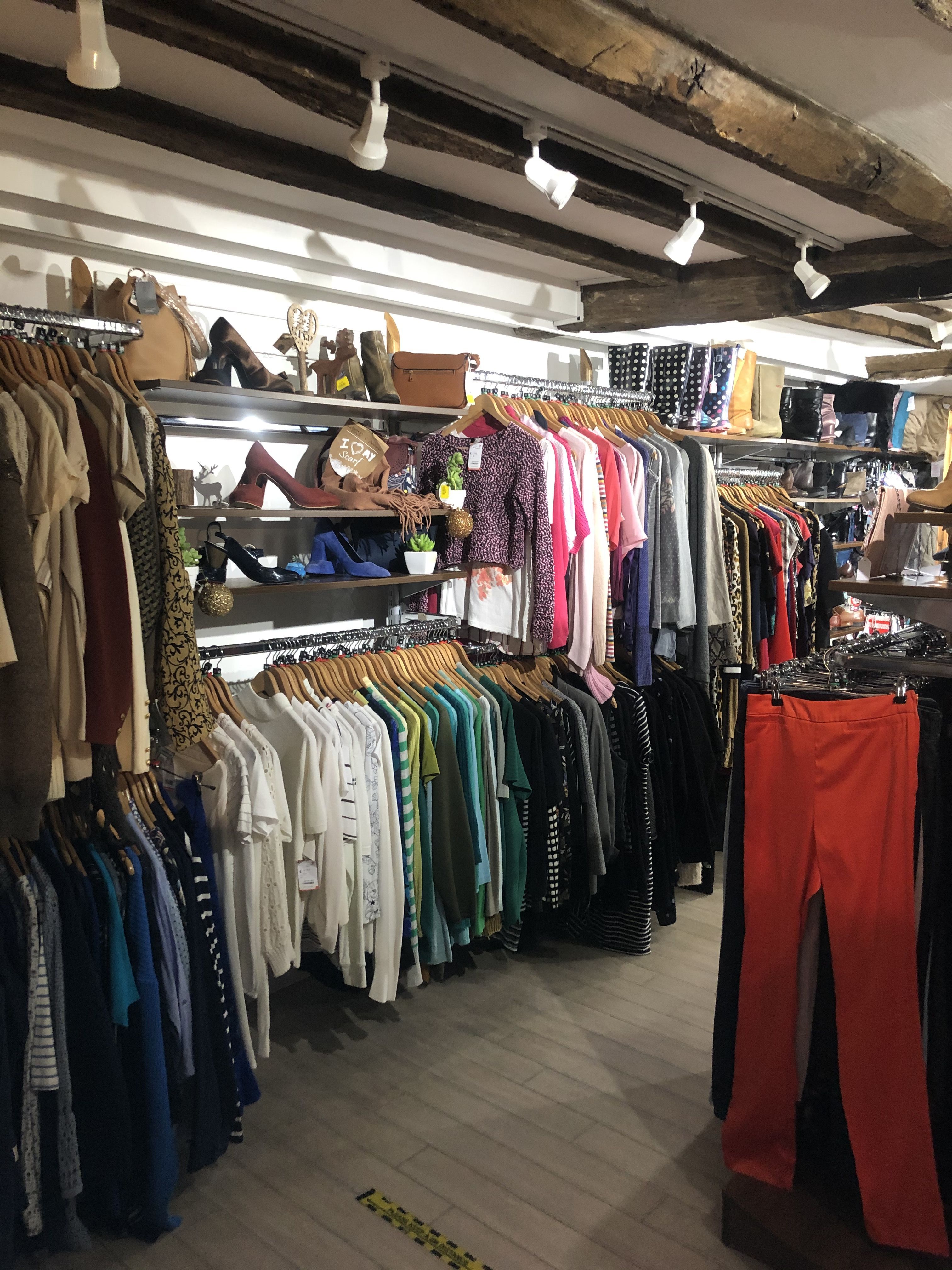 Ladies clothing rails in Demelza's Tenterden charity shop.