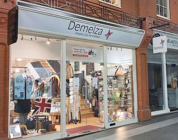 The exterior of Demelza's Maidstone Royal Star Arcade Charity Shop.