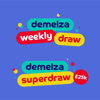 An image of two logo's depicting 'demelza weekly draw' and 'demelza superdraw', which players can win prizes from.