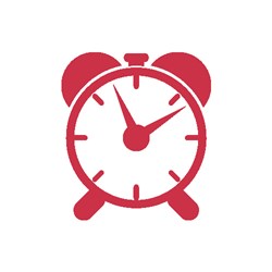 A red alarm clock.