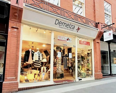The exterior of Demelza's Maidstone Royal Star Arcade Charity Shop.
