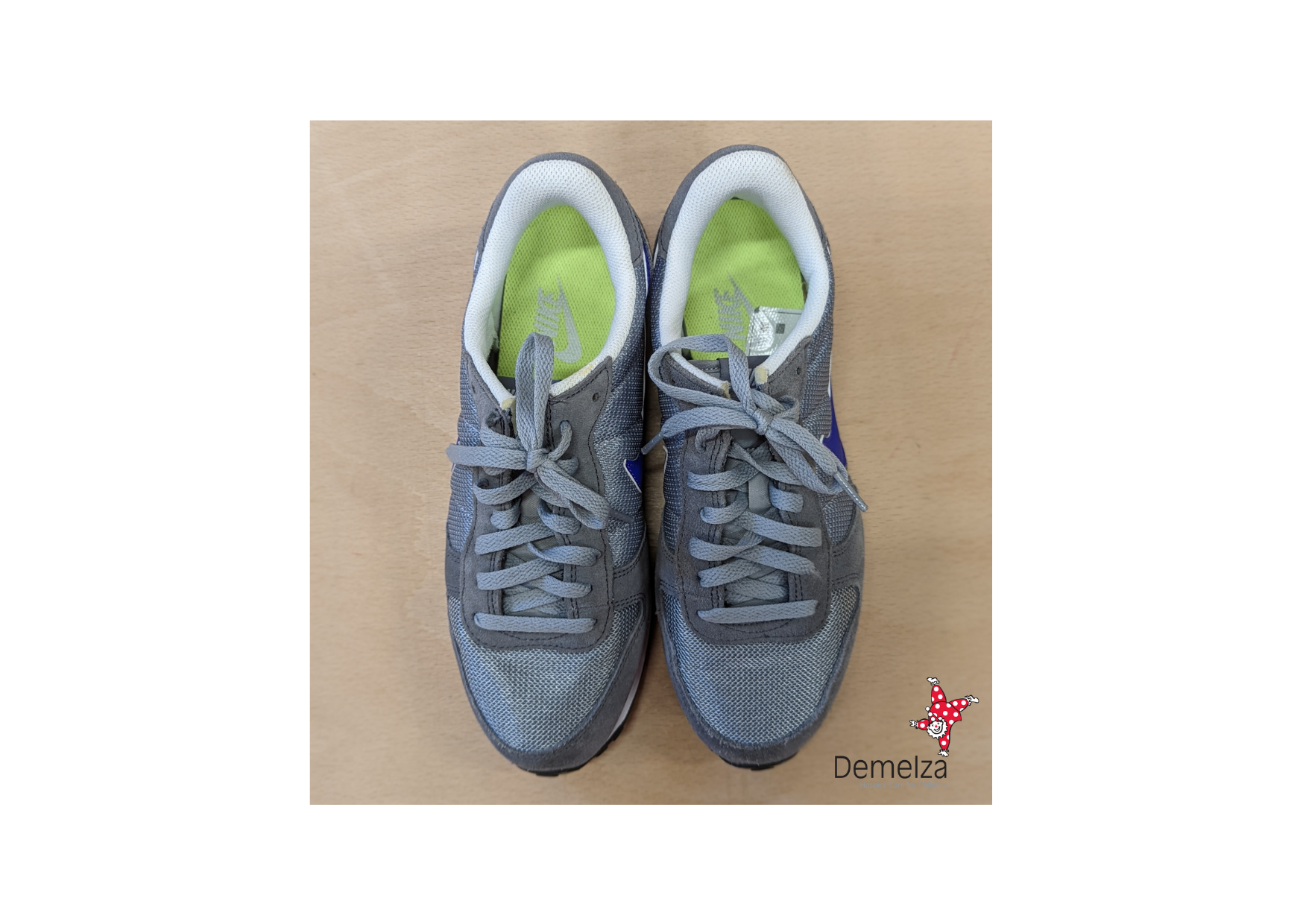 Green and Grey Nike Genicco running shoes - Top View