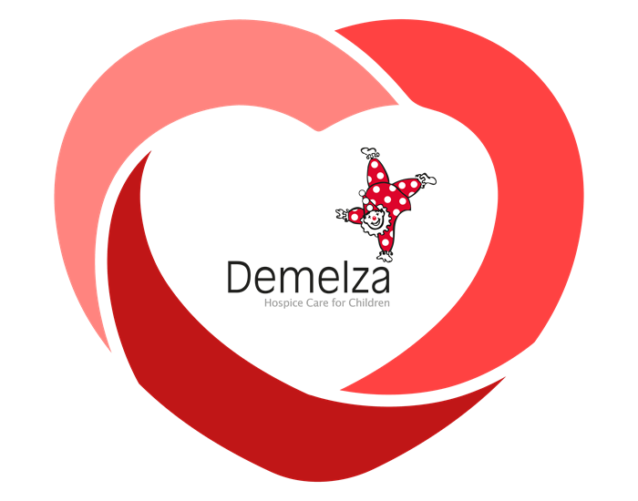 Demelza's logo within a heart.
