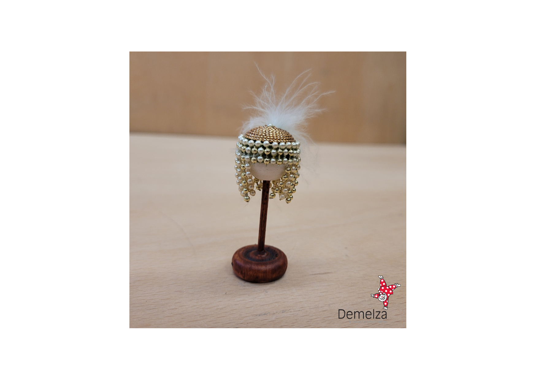 Dolls House 1:12 Scale Beaded Headdress with Feathers Front View