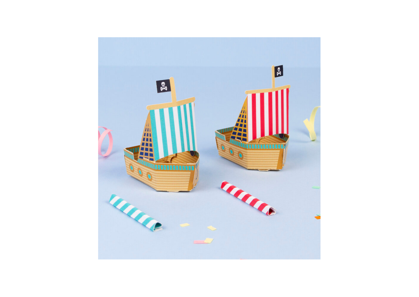Origami Set of 4 Pirate Boats Complete View