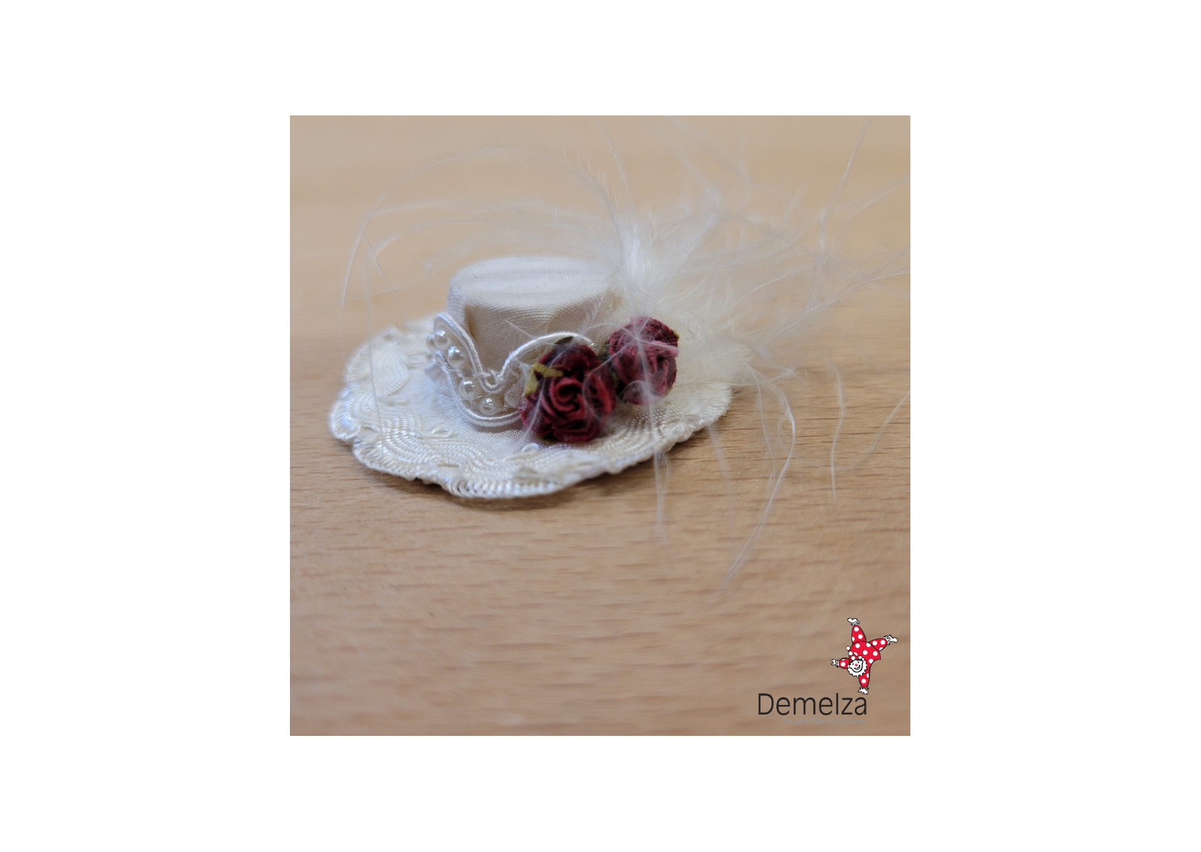 Dolls House 1:12 Scale Cream Rose Hat Side View