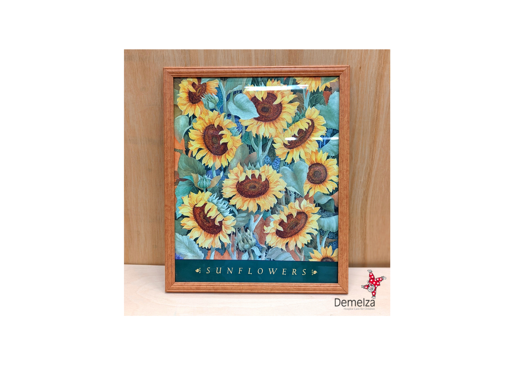 Sunflowers Poster Print in Brown Wooden Frame