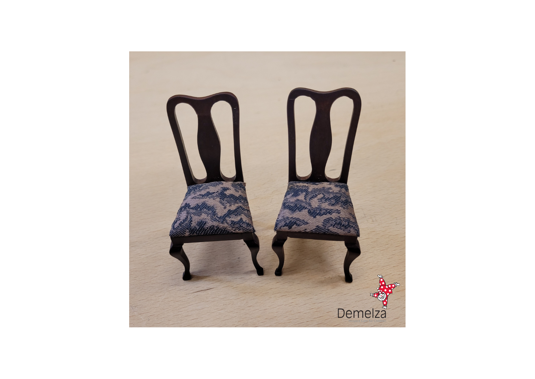 Dolls House 1:12 Scale Dining Chairs with White Cushion Top View