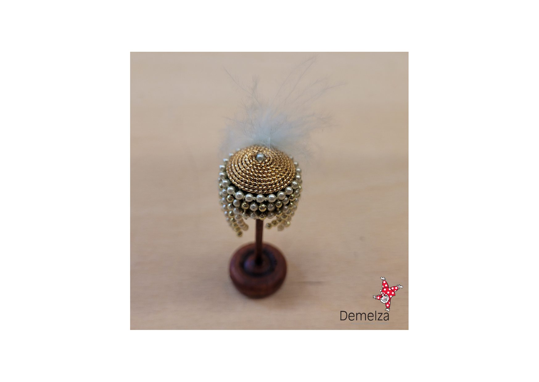 Dolls House 1:12 Scale Beaded Headdress with Feathers Top View