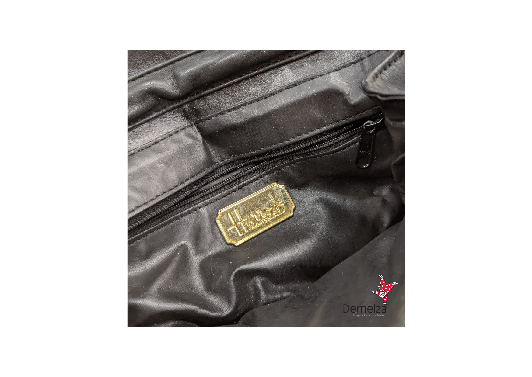 Black quilted Harrods handbag with gold detailing