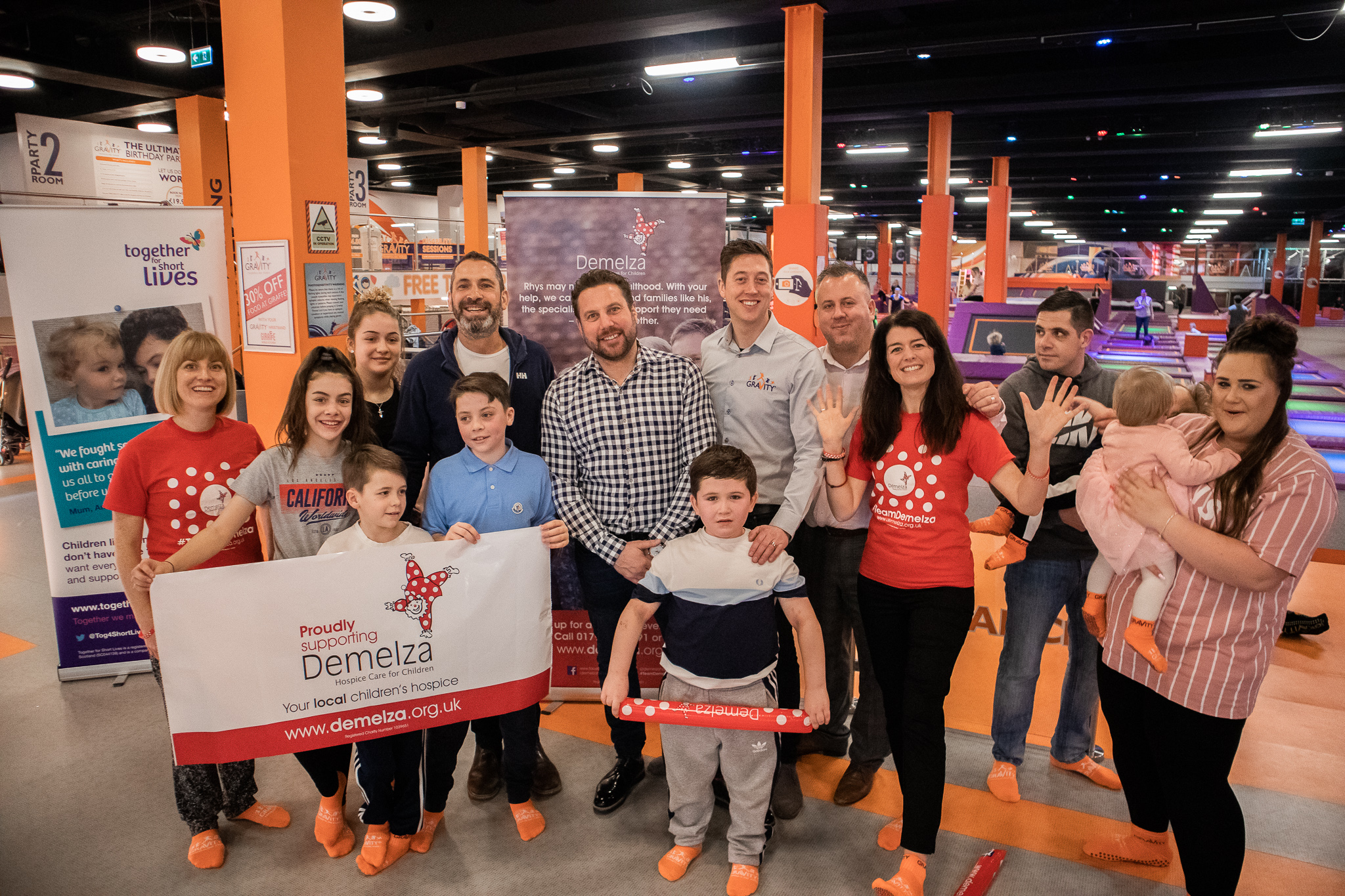 Demelza's corporate team join families at the Gravity trampoline park.