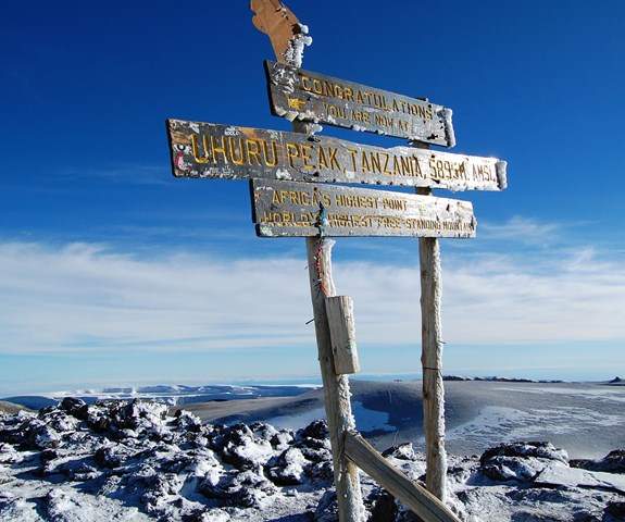 A signpost on Mount Kilimanjaro.