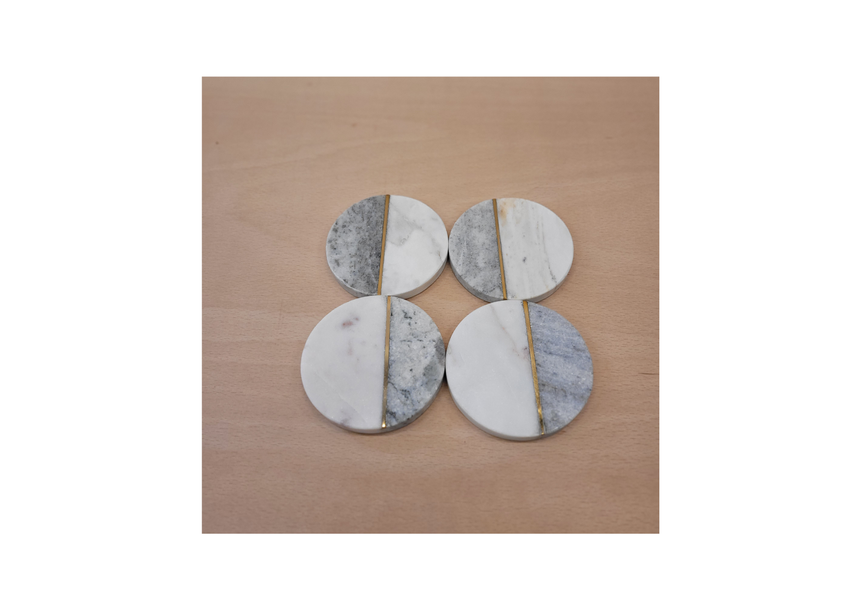 Marble Coasters Set of 4 Light Grey Full View