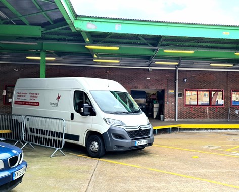 A Demelza van is parked up in the loading bay of the Maidstone Distribution Centre.
