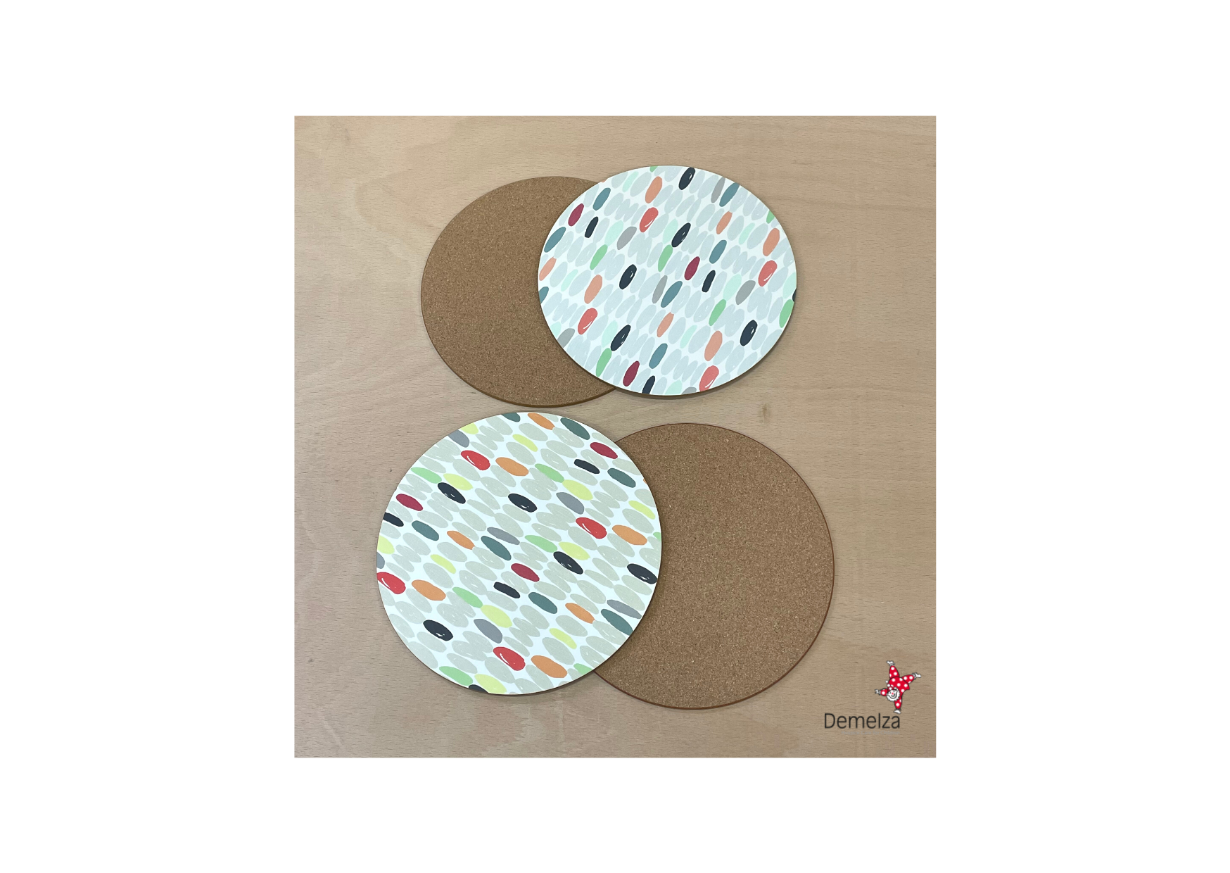 Set of Four Abstract Placemats with cork backs
