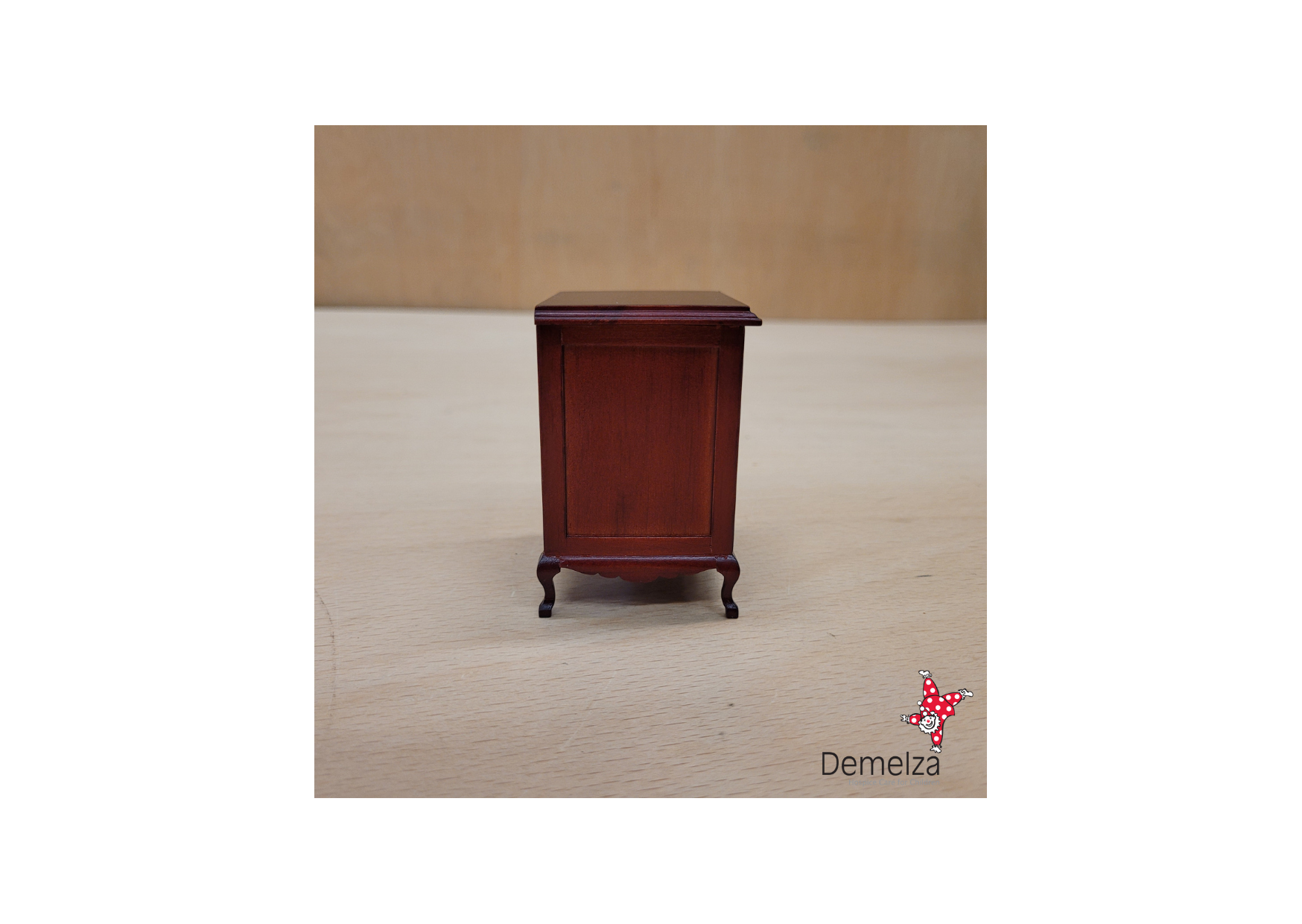 Dolls House 1:12 Scale Mahogany TV Unit Side View
