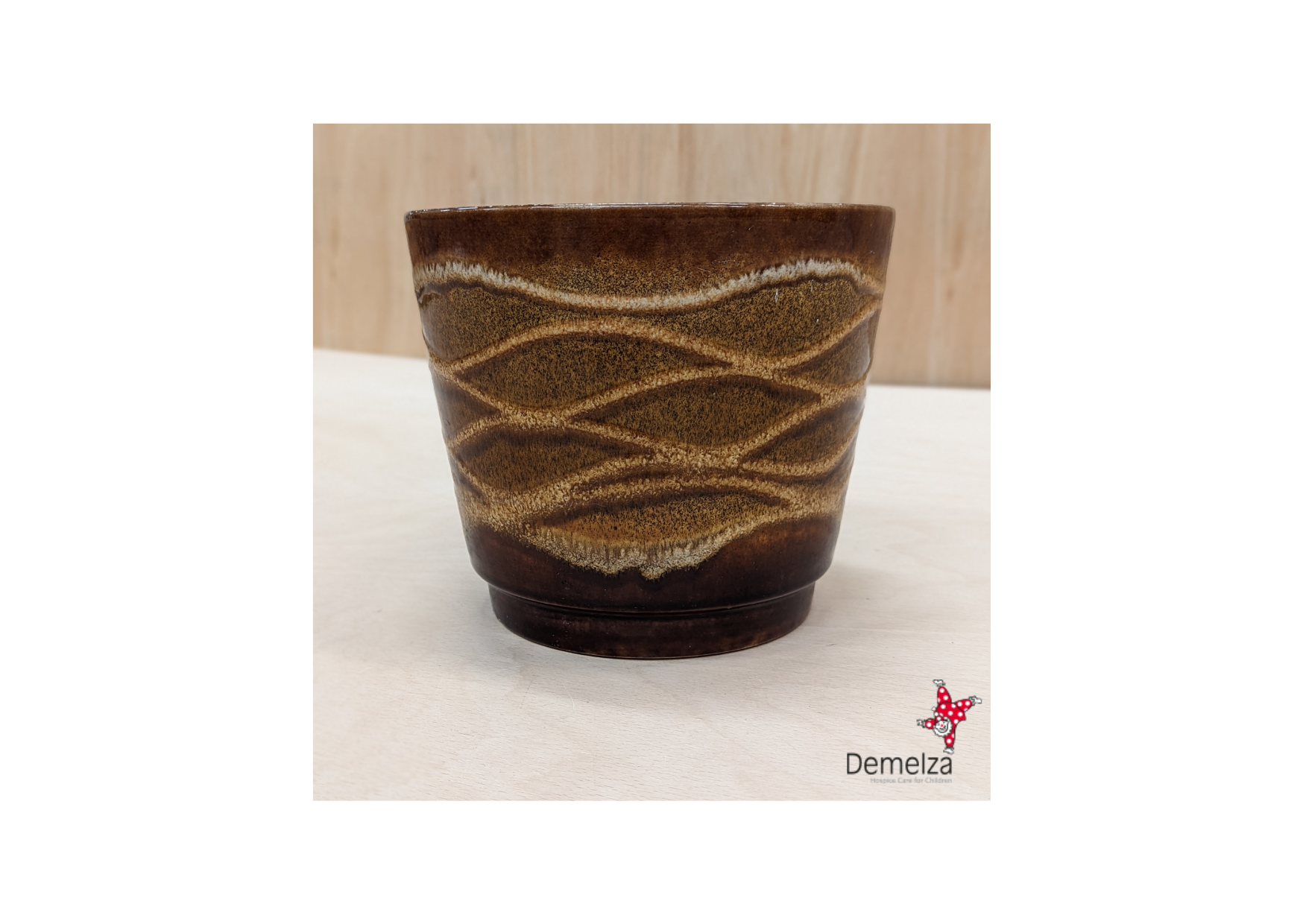 1970s Vintage West Germany Brown Plant Pot with Embossed Detailing 