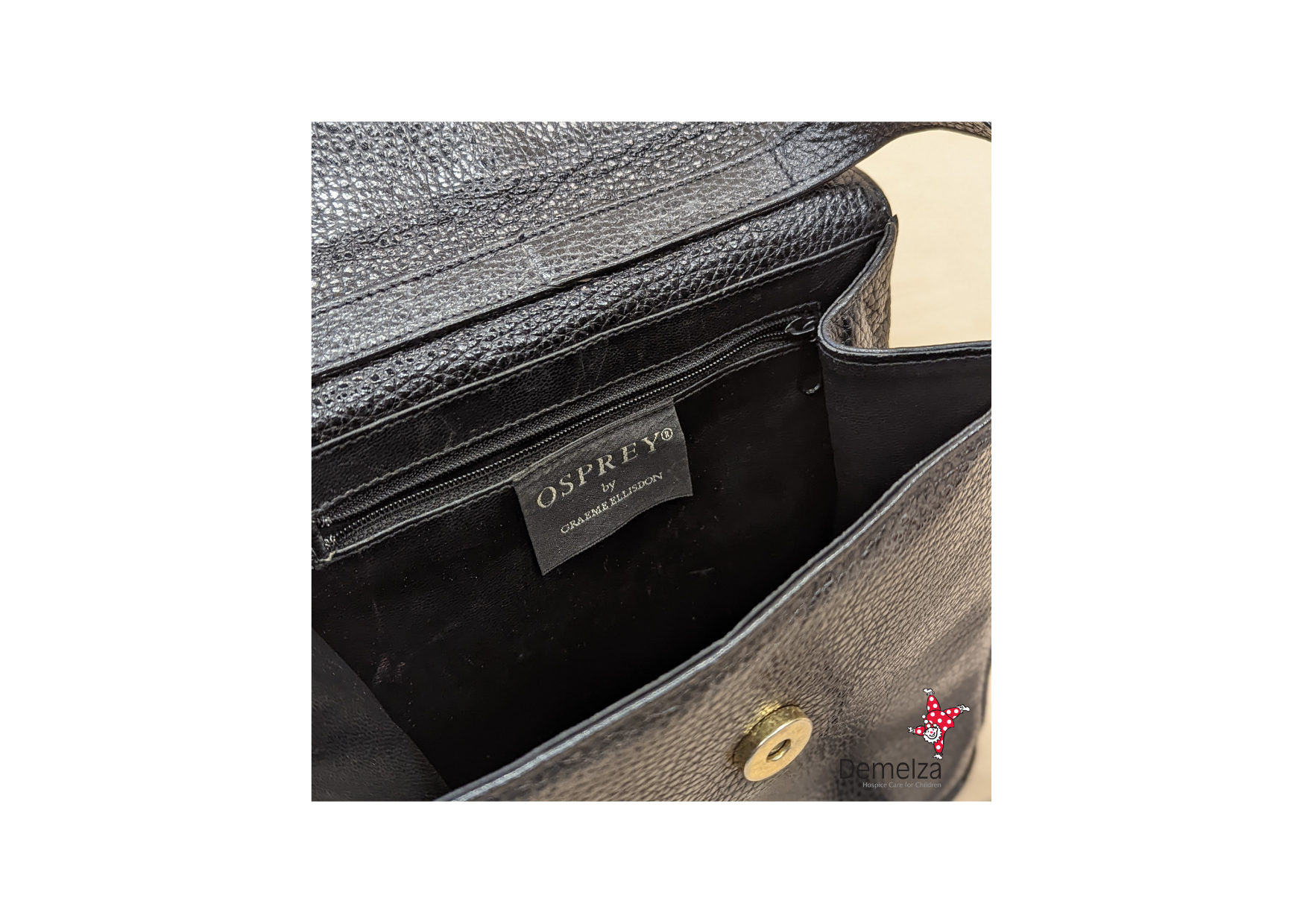 Black Vintage Osprey Leather Handbag 