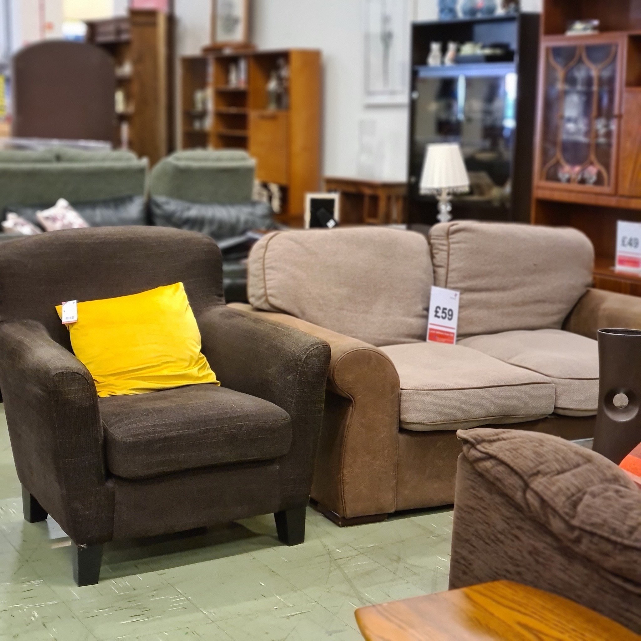 Second hand sofas in the Maidstone Shopping Outlet.