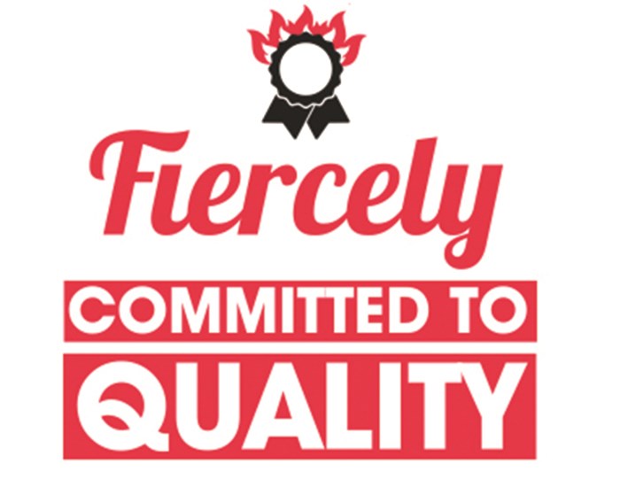 Demelza value logo, saying fiercely committed to quality.