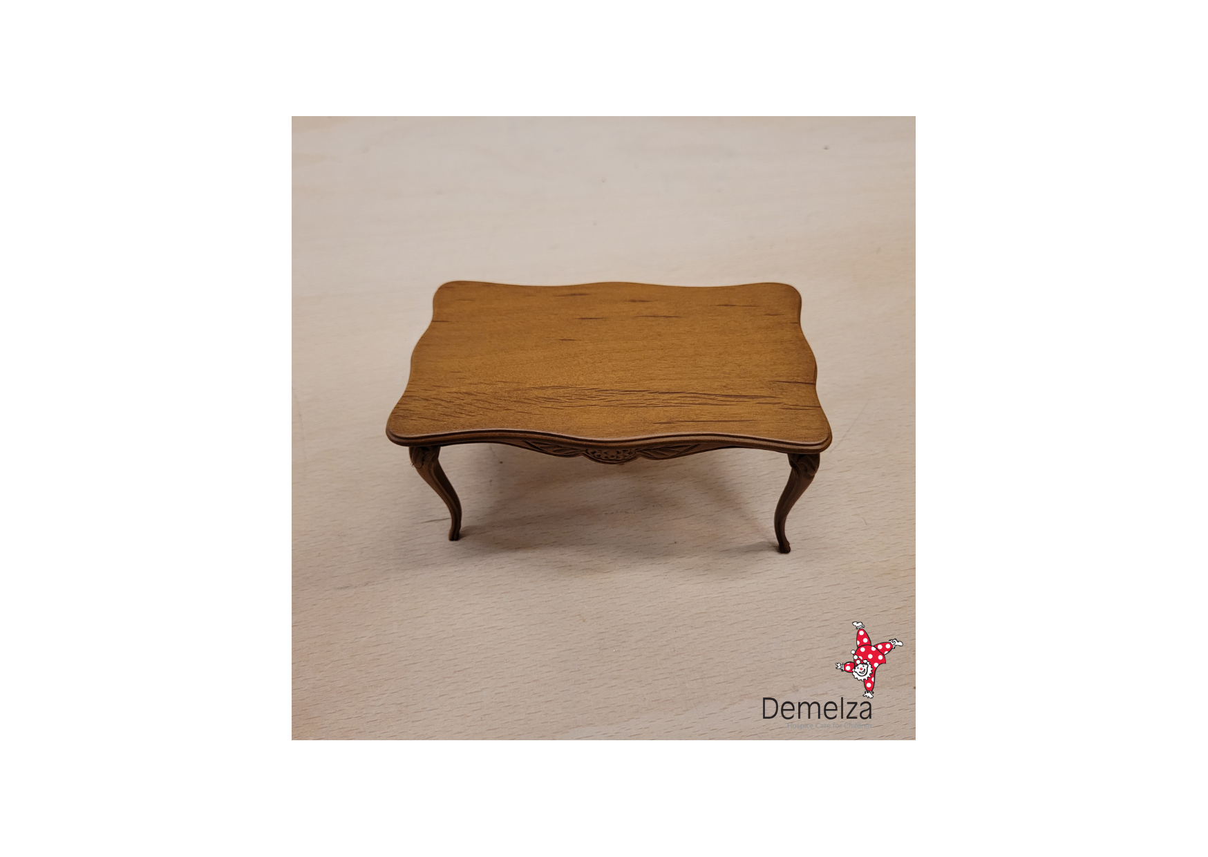 Dolls House 1:12 Scale Walnut Dining Table Rectangle Top View