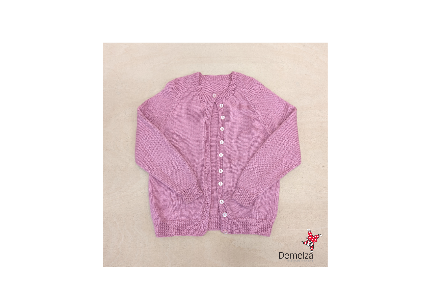 Hand knitted pink acrylic wool cardigan