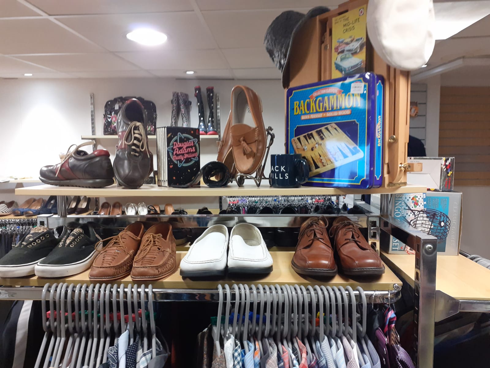 Men's shoes display in Demelza's Whitstable shop.