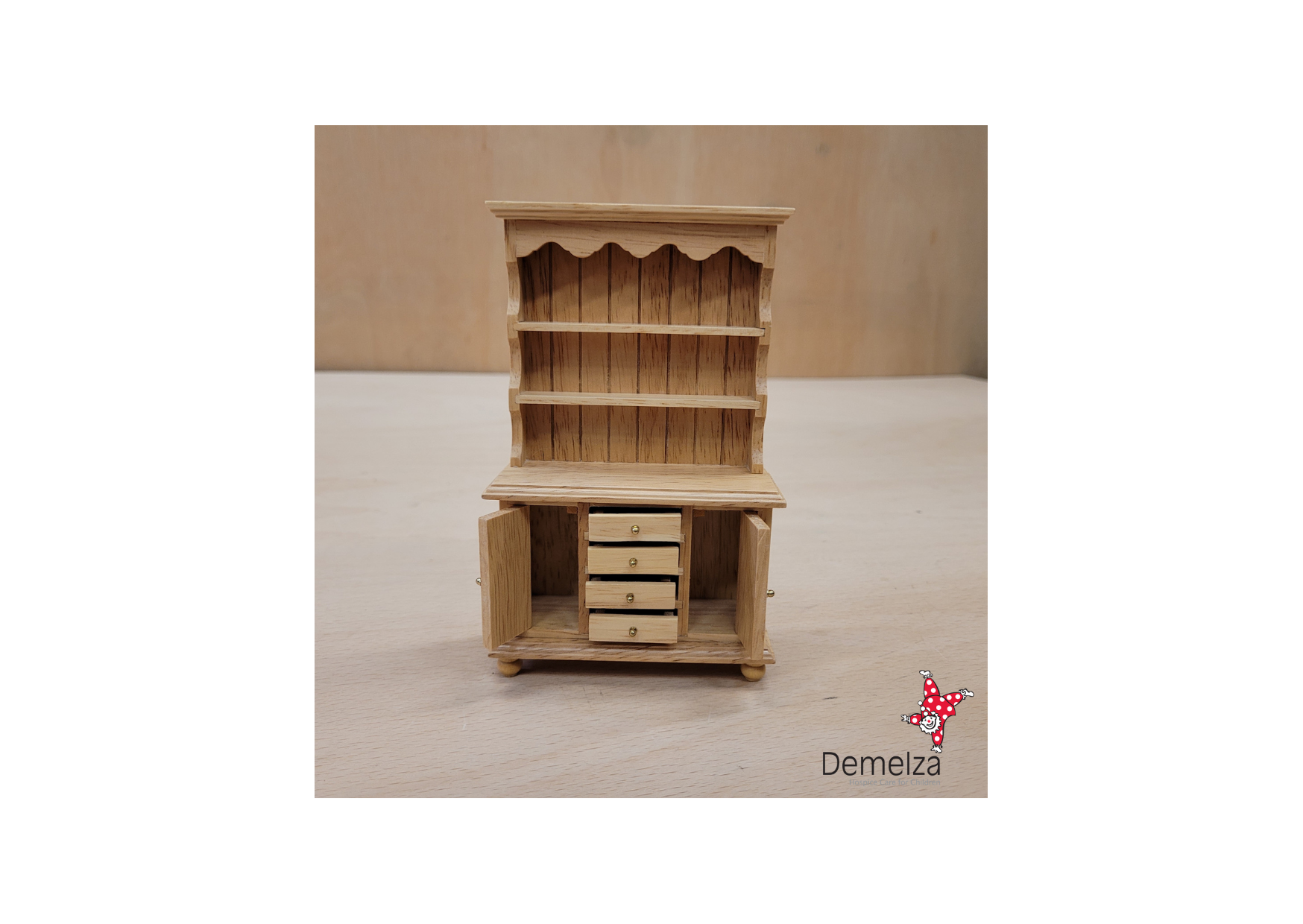 Dolls House 1:12 Scale Pine Kitchen Dresser Open Drawers & Cupboards