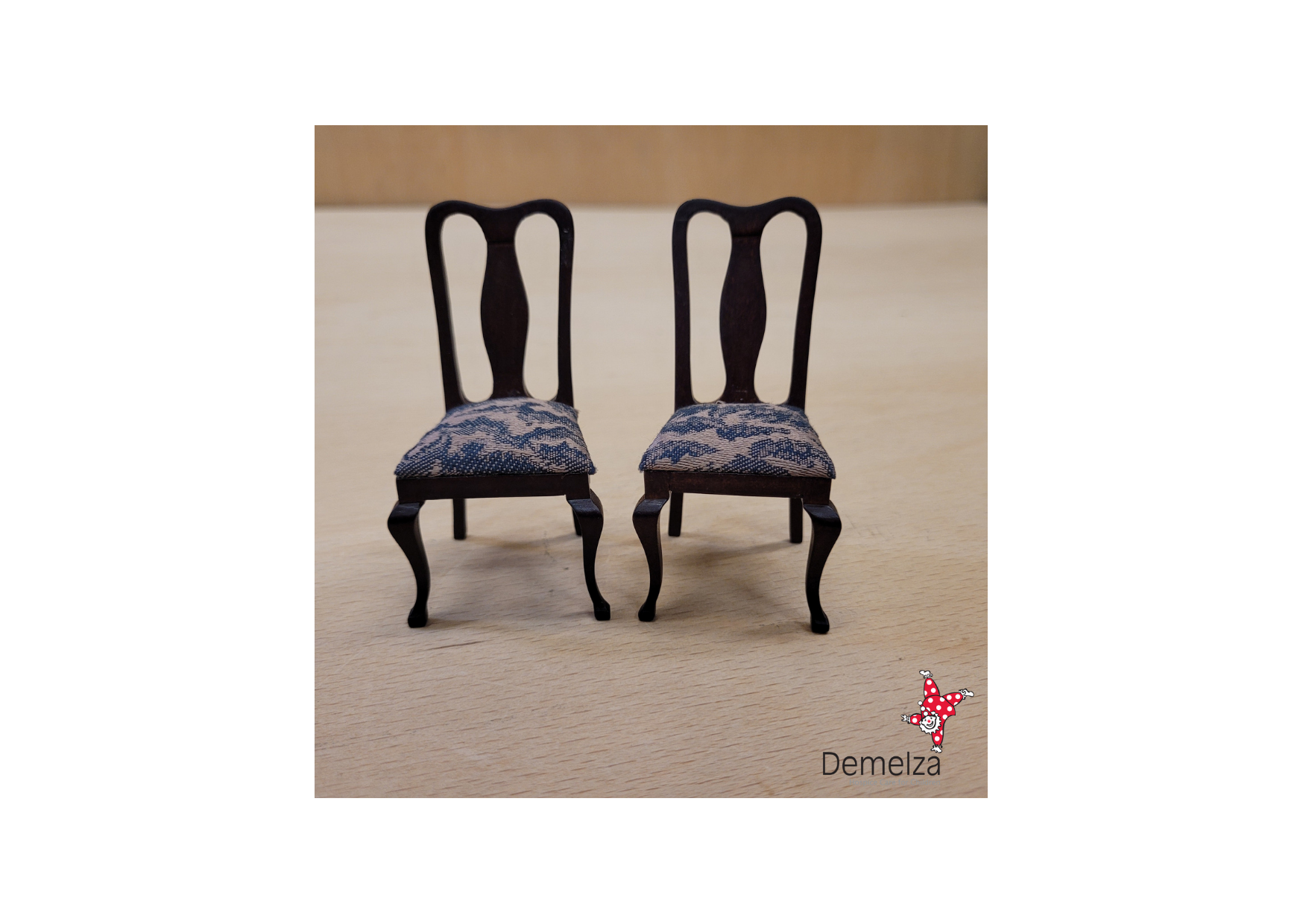 Dolls House 1:12 Scale Dining Chairs with White Cushion main Front View