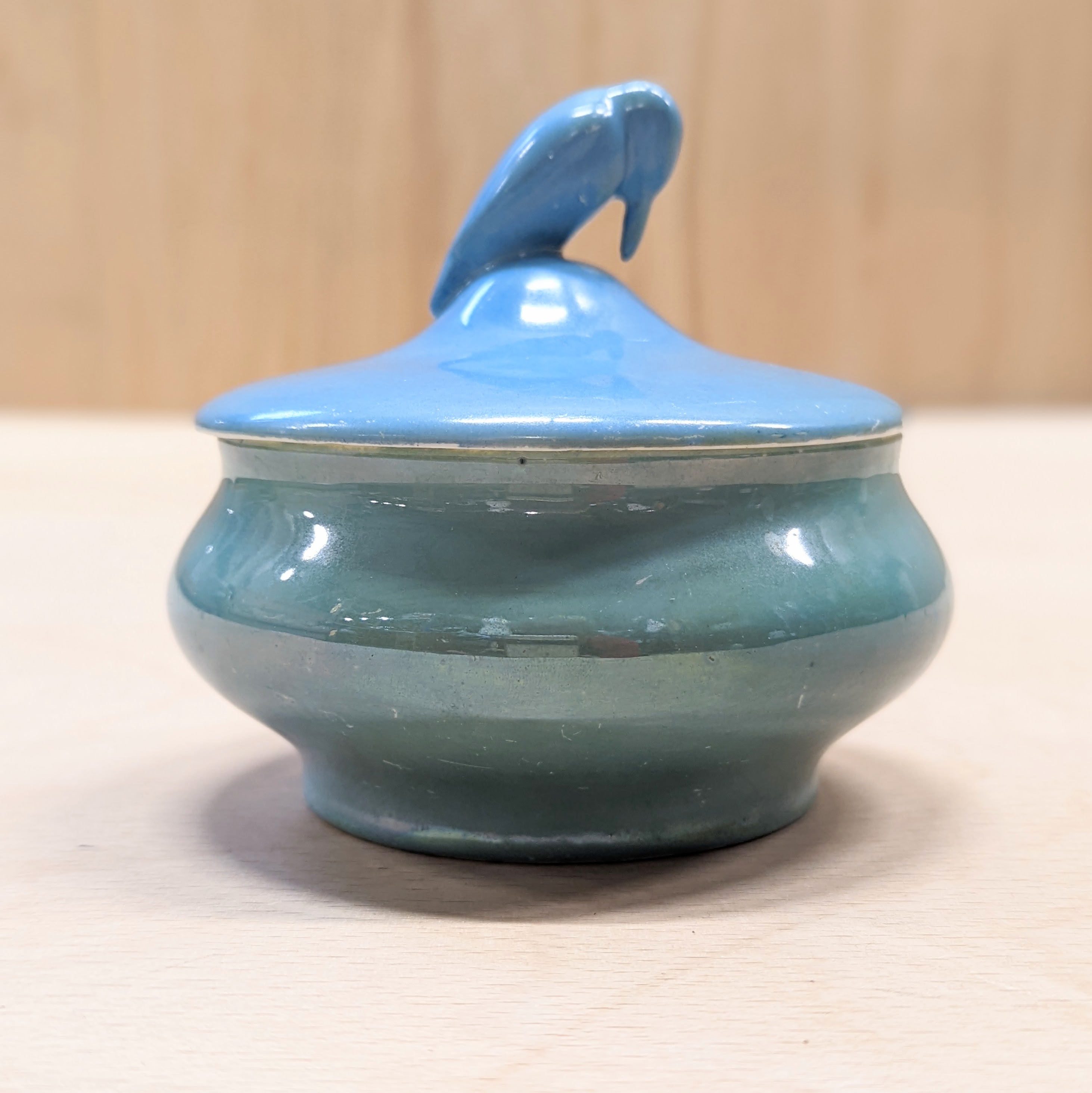 Ceramic Royal Doulton Blue Kingfisher Trinket Box Main View