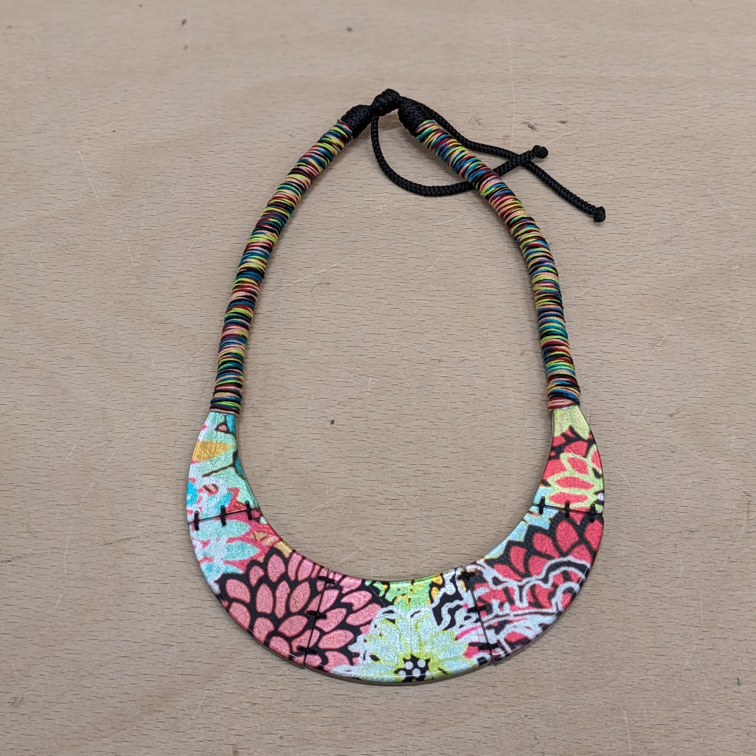 Main picture of Culture Vulture statement necklace multicoloured floral rope design