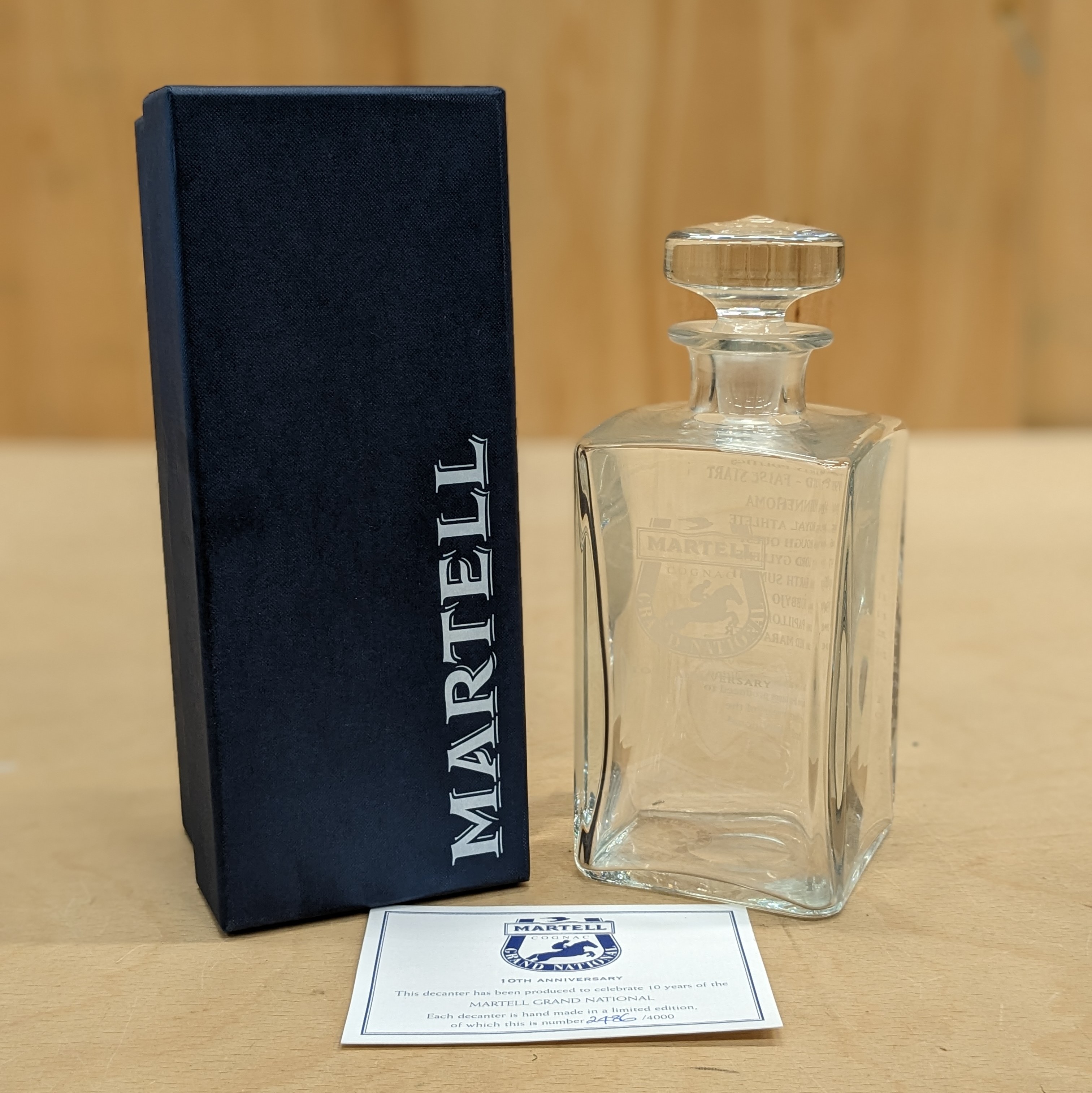 Martell Decanter Limited Edition Main Picture showing presentation box and certificate
