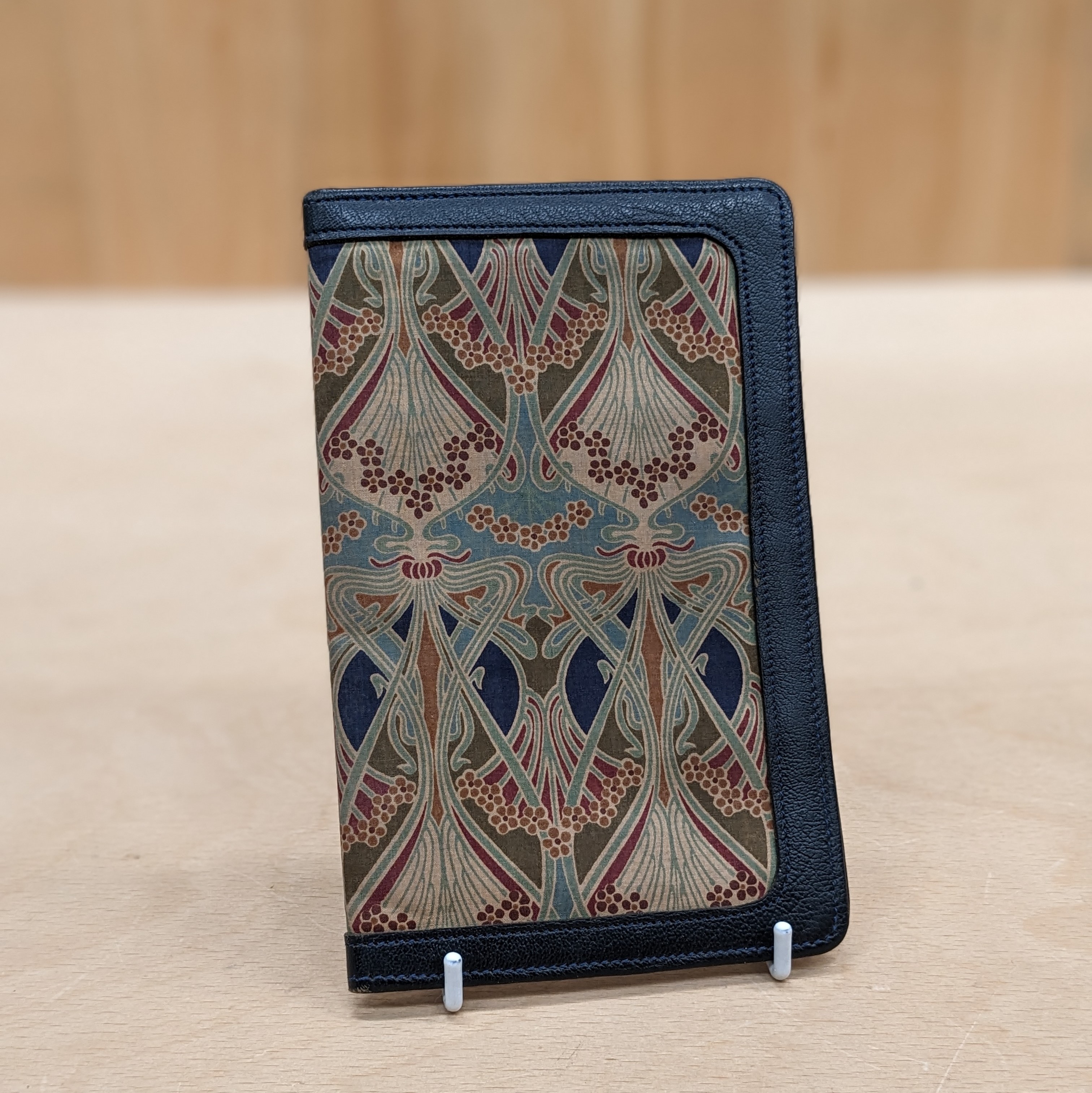 Liberty of London vintage card holder with fabric covering and leather detail