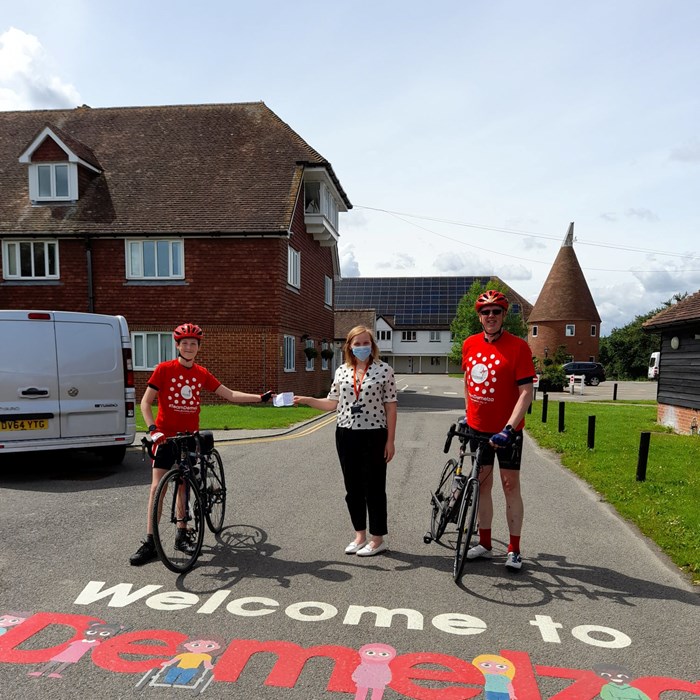Fundraisers Matthew and Vernon Hill, pose with the bikes, outside the Sittingbourne hospice.